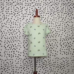 Old Navy Green Butterfly Print Short Sleeve Girls T-Shirt